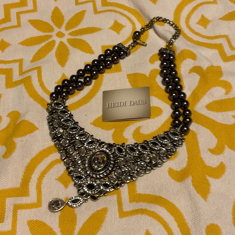 Heidi Daus Silver and Black Layered Necklace